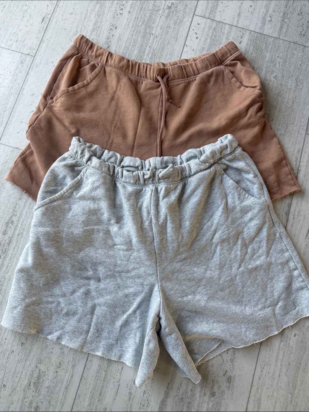 PINK Victoria's Secret Casual Drawstring Lounge Shorts - Brown & Light Gray